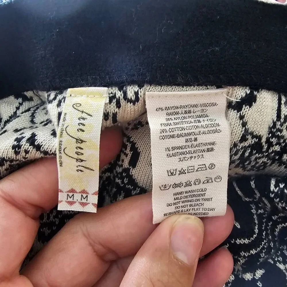 Free People Black Knit A Line Midi Skirt Medium